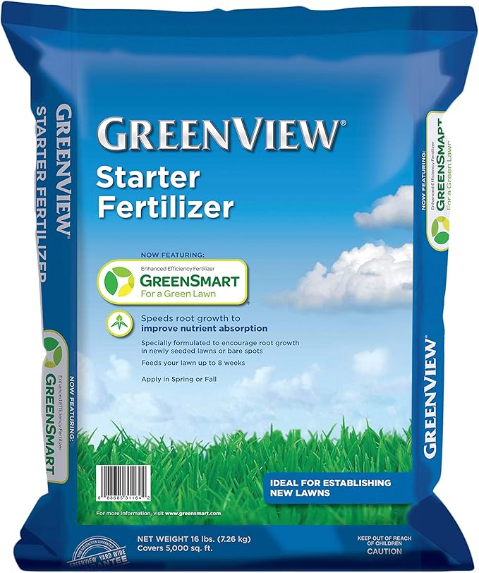 GreenView Spring or Fall Lawn Starter Fertilizer - 16 lb. Bag - Covers 5,000 sq. ft.