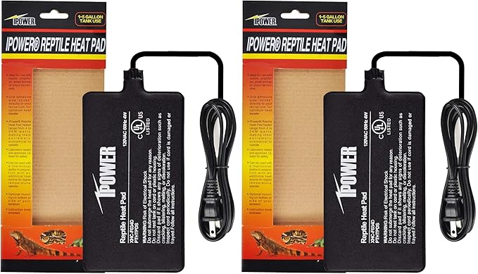iPower 4 by 7-Inch Reptile Heating Pad Under Tank Terrarium Heater Warmer Heat Mat for Small Animals (Pack of 2)