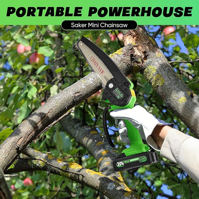 Saker Mini Chainsaw|6 Inch Chainsaw[2025 Upgraded]|Mini Cordless Electric Chain Saw|Small Handheld Portable Chainsaw Battery Powered Chain Saw for Tree Trimmer and Garden,Valentine's Day Gifts for Men