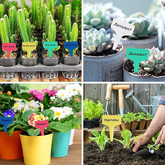KINGLAKE GARDEN 200 Pcs Plant Labels,Garden Marker Vegetable Gardening Tags,T-Type Garden Seed Stake Tags for Outdoor Indoor Potted Plants with Permanent Marking Pen