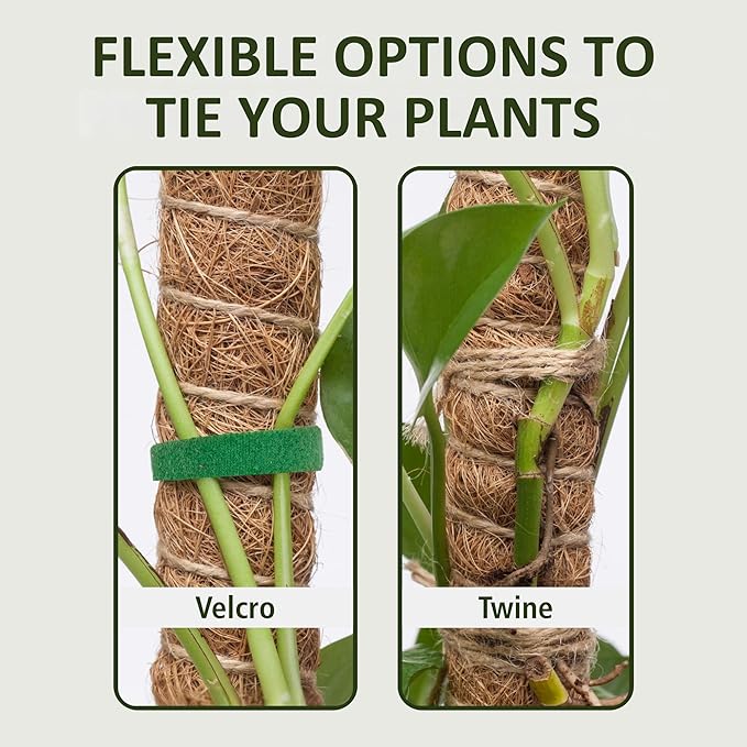 2 Pack 48 Inch Moss Pole for Plants Monstera, Tall Moss Poles for Climbing Plants Monstera, Handmade Coco Coir Plant Pole, Plant Support for Plant Grow