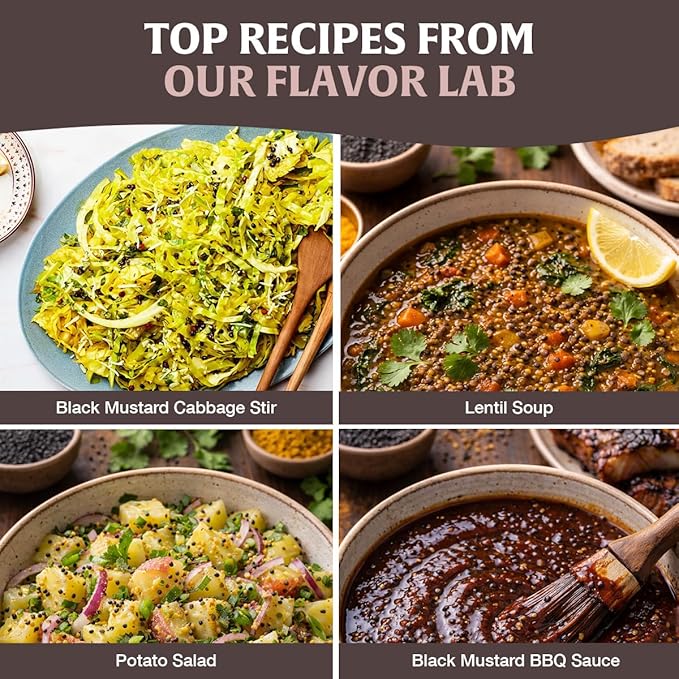 HANDPICK Culinary Black Mustard Seeds (397g/14oz), Gluten free, 100% Raw, Sourced from India, Packed in Resealable Zip Lock Pouch | All Natural - Easy to Use