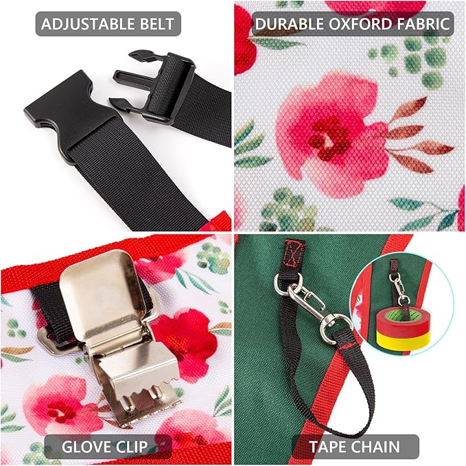 Garden Tool Belt for Women,Gardening Tool Pouch Apron with Pockets,Tool Belt Pouch Organizer,Gardening Gifts for Women,Garden Waist Bag,Belt Apron (28.47 x 33cm)