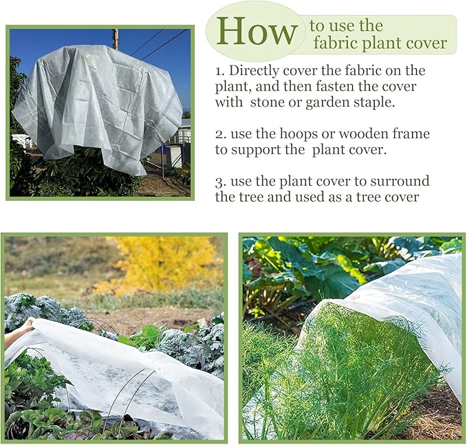 Plant Covers Freeze Protection 10x50ft Floating Row Cover 0.9oz/yd² Plant Covers for Winter Garden Fabric for Cold Sun Protection