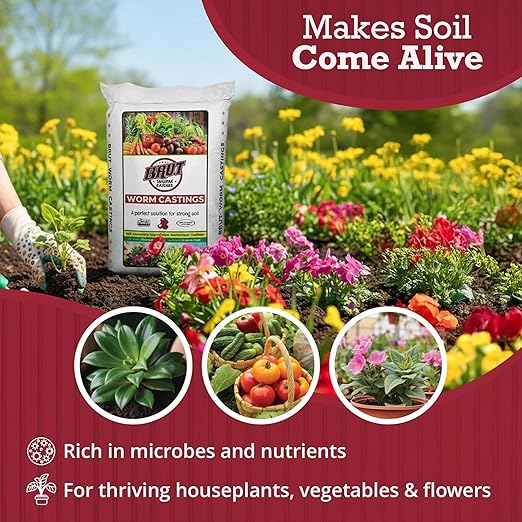 Brut Organic Worm Castings – 30 Lb – Garden's Elixir for Thriving Blooms & Harvests! (6 Pack)