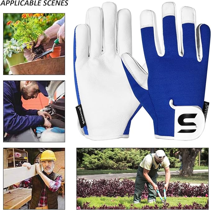 SAWANS Leather Gardening Gloves Ladies and Mens Thorn Proof Garden Gloves for Women Men Gardening Durable Work Gloves