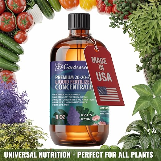 𝐏𝐑𝐄𝐌𝐈𝐔𝐌 All-Purpose 20-20-20 Liquid Fertlizer Spray - Increases Flowering and Yield on All Varieties of Fruits, Vegetables and Flowers| Liquid Plant Superfood Mist (32 OZ)
