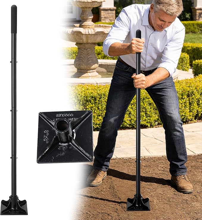 Tamper Tool, 59 Inch Long Handle Tamper Tool with Comfortable Grip,Heavy Duty Metal Garden Tool for Leveling Soil, Gravel,Driveway, Garden, Yard