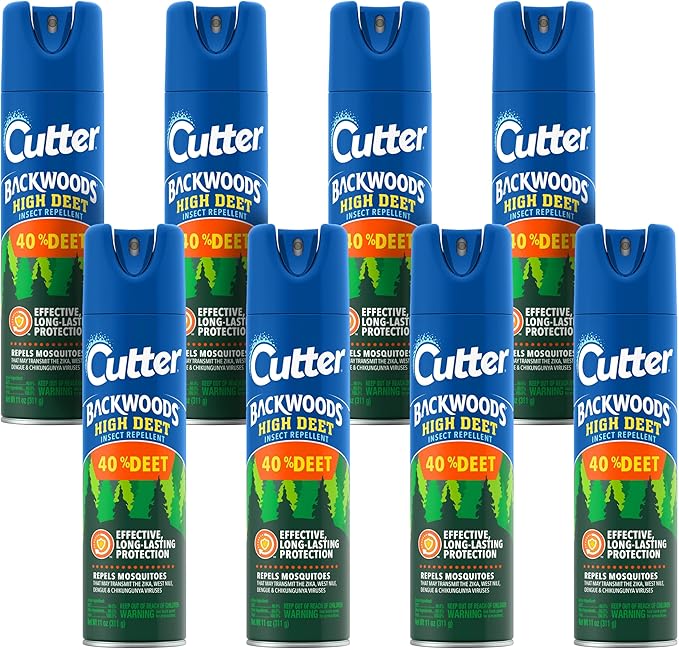 Cutter Backwoods High DEET Insect Repellent, Mosquito Repellent, 40% DEET, 11 Ounce (Pack of 8) (Aerosol Spray)