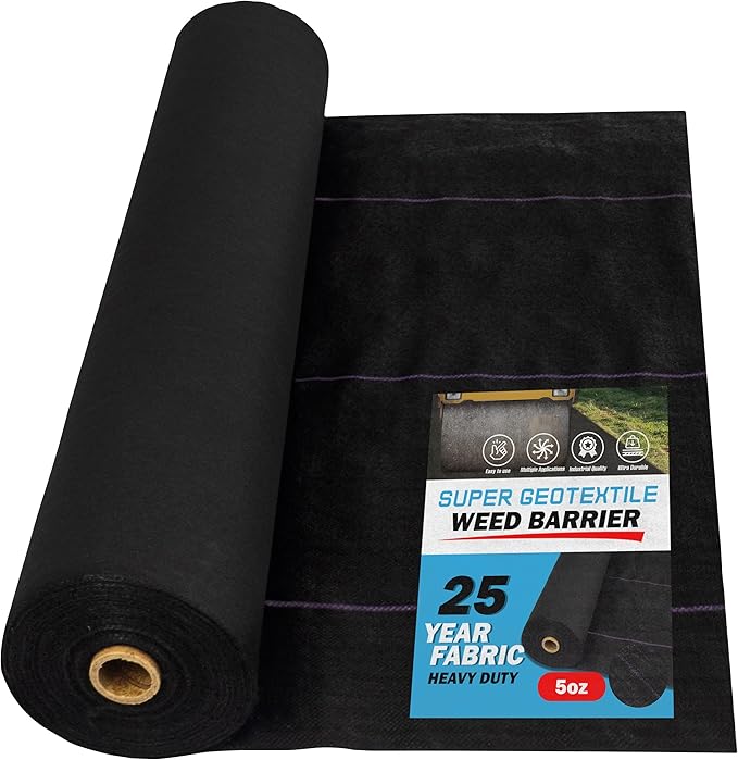 Professional 5oz Geotextile Weed Barrier Fabric - Heavy Duty Landscape Fabric for Gardening, Landscaping, Weed Fabric, Eco Friendly (10x100)