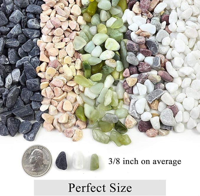 FANTIAN 10LB Black Pea Gravel for Landscaping, 3/8 Inch Black Pebbles for Plants Cactus Succulent Fish Tank and Garden Black Stones