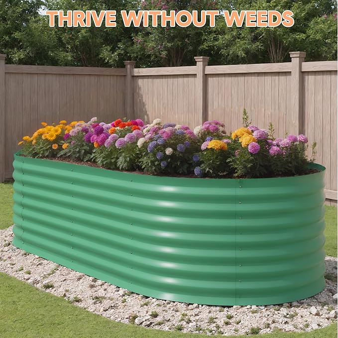 IDEALHOUSE 8x4x2 Ft Galvanized Metal Raised Garden Bed, 24-Inch Tall Outdoor Planter Box for Vegetables, Flowers & Herbs, Rust-Resistant Garden Beds for Backyard, Patio or Balcony, Green