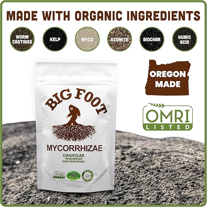 Big Foot Mycorrhizae - Double Your Plant Size, Easy to Use, Made in USA, Treats 30 Plants (7,500 Mycorrhizal Spores) Fertilizer, 4 Ounce Package