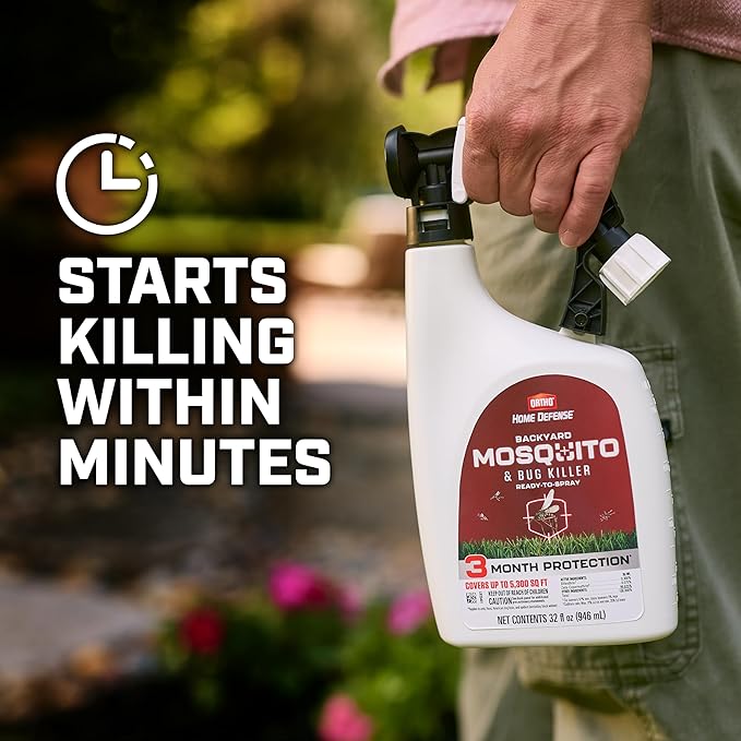 Ortho Home Defense Backyard Mosquito and Bug Killer Ready-to-Spray, Kills Mosquitoes, Ants, Fleas, and Spiders, 32 fl. oz.