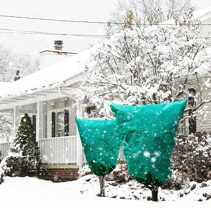 Insoma 2 Packs 2.2 oz/yd² Plant Covers Freeze Protection 47.7" W X 71.7" H, Outdoor Plants Frost Protection Covers with Zipper & Drawstring, Frost Blankets for Tree in Winter