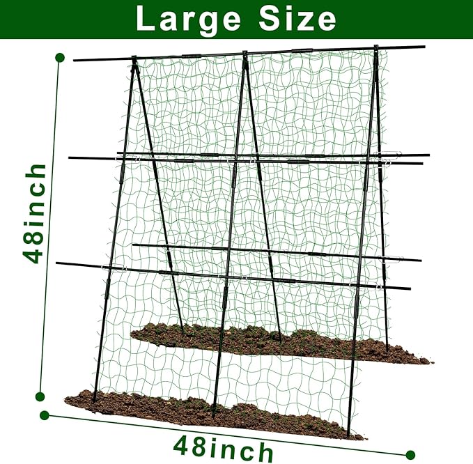 48 x 48 Inch Garden Cucumber Trellis Vegetable Arch Trellis Green Bean Pea Grape Tomato Squash Trellises for Raised Bed Climbing Plants Outdoor