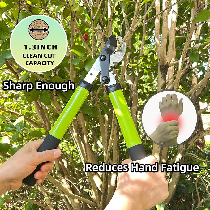 Loppers for Tree Trimming, Heavy Duty Branch Cutter Pruner with Gear Technology, Labor Saving Pruning Shears Gardening Tools Tree Clippers Tree Trimmer up to 1.3 Inch Clean Cut Capacity