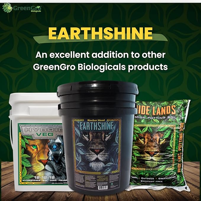 GreenGro Earthshine - Biochar & Humic Acid Blend/Activated Charcoal/Sequesters Carbon/Organic Soil Booster, Top Soil, Plant Food/Compost Tea/Derived from Worm Castings / 30 lb.