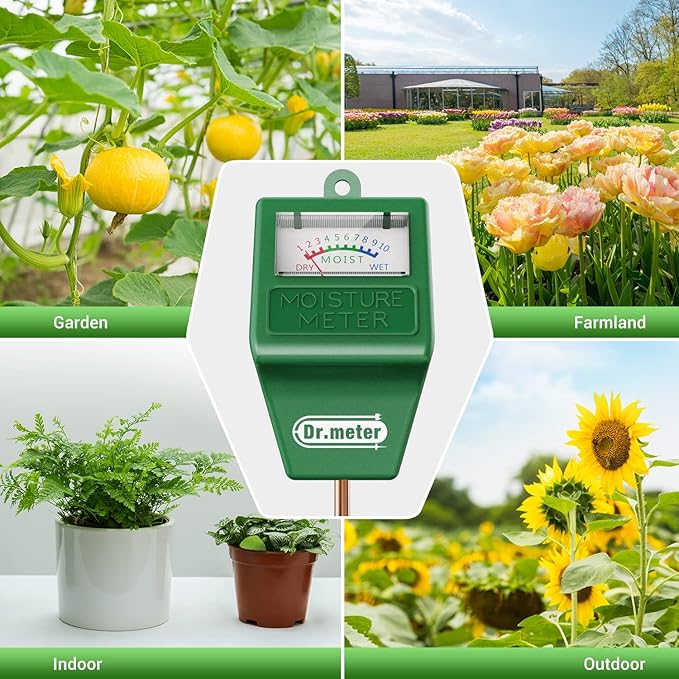 Soil Moisture Meter Tester for Plants, Long Probe Hygrometer Moisture Sensor for Houseplants Indoor Outdoor Garden Lawn Use - Plant Water Gauge Test Kit - No Battery Needed - Gardening Gifts
