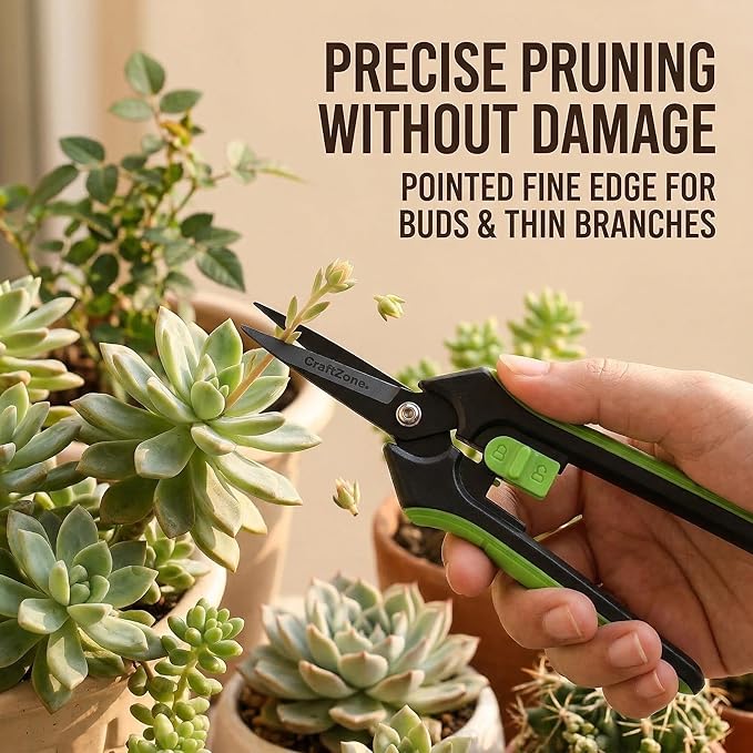 Garden Pruning Shears 2 Pack 8" Bypass Plant Shears & 6.25" Advanced Garden Scissors Garden Hand Tools for Trimming Flowers Cutting Plants Gathering Fruit