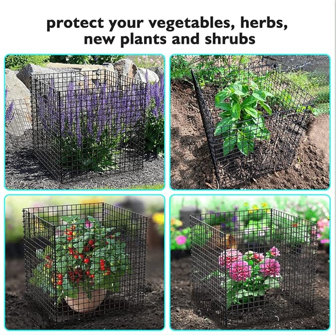 (8 Packs) Wire Plant Protector, 14.8" L x 14.8" W x 15.7" H Plant Protectors from Animals, Large Garden Plant Cage, Protect Plants, Shrubs and Vegetables from Rabbits, Heavy-Duty