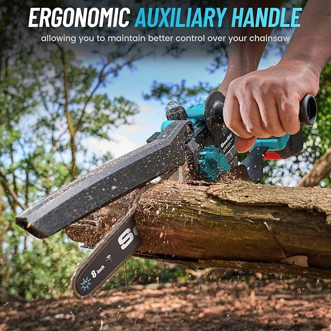 SEESII 2-in-1 Electric Pole Saws for Tree Trimming, 8 Inch Brushless Mini Chainsaw with Extension Pole, Cordless Pole Chain Saw, Tree Trimmer Limb Branch Cutter Pruner with 2 x 4.0Ah Batteries, PS810