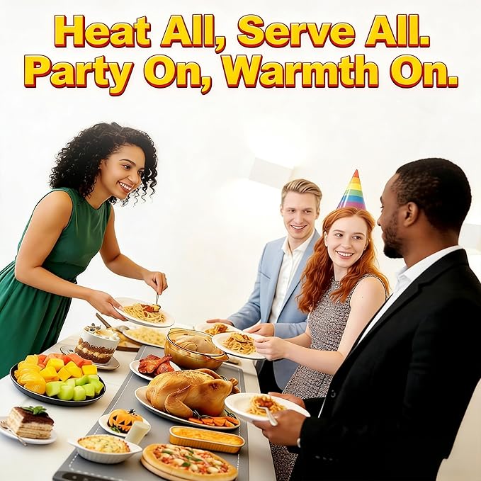 Silicone Food Warming Mat - 42 x 15 Inch Extra Large with Heat-Resistant Mat, 500W Graphene, 6 Temp & 6H Timer, Rollable Electric Heating Mat