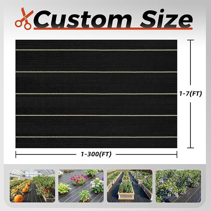 Shade&Beyond 8ftx300ft Weed Barrier Fabric, 3.5oz Heavy Duty Permeable Landscape Fabric, Woven UV Resistant Ground Cover with Staples for Gardens/Yards/Landscaping
