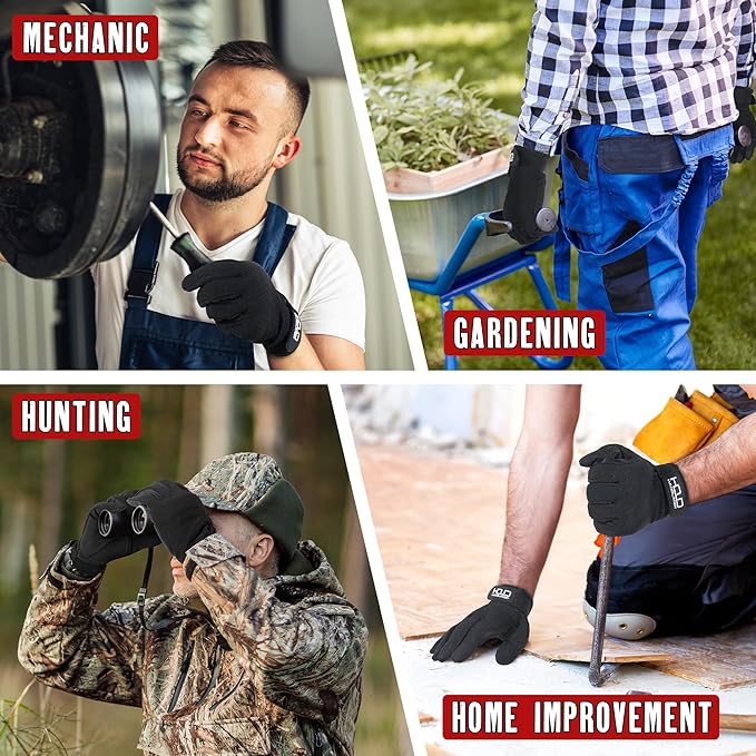 HANDLANDY Work Gloves for Men & Women, Utility Mechanic Working Gloves Touch Screen, Flexible Gardening Gloves for Yard