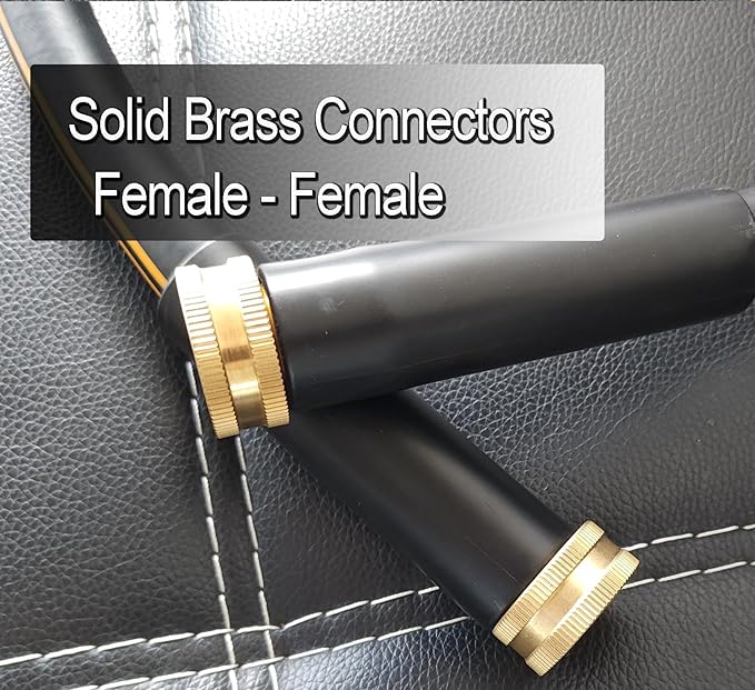 Atlantic Female to Female Heavy Duty Garden Hose 5/8 Inch x 2 ft Black Water Hose Short Connection Leader Hose 2 Foot