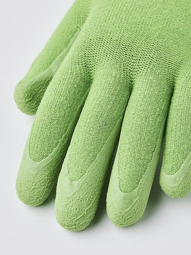 Garden Latex Protective Gardening Gloves | Close-Fitting Sustainable Yarn Gloves for Planting, Weeding and Gardening - Light Green - 7