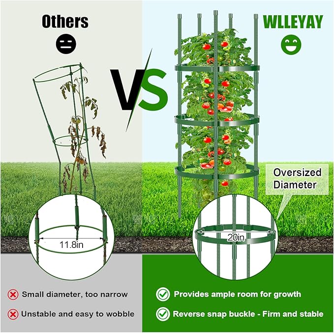Garden Trellis, Extra Large 2 Pack Tomato Cage for Garden, Up to 64.5'' Heavy-Duty Plant Support Tomato Trellis, Adjustable Height, Climbing Vines Flowers Stands Cucumber Trellis Bold Plant Cage