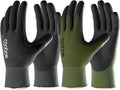 COOLJOB Gardening Gloves for Men, 6 Pairs Breathable Rubber Coated Garden Gloves for Weeding Landscaping, Outside Work Gloves for Lawn Yard, Men’s Large Size, Black & Green (Half Dozen L)