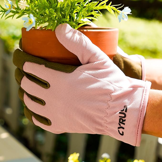 CYRUS Gardening Gloves – Breathable Puncture-Resistant Work Gloves for Men & Women, Multi-Scene Use for Gardening, DIY, Construction & Outdoor Tasks (Pink)