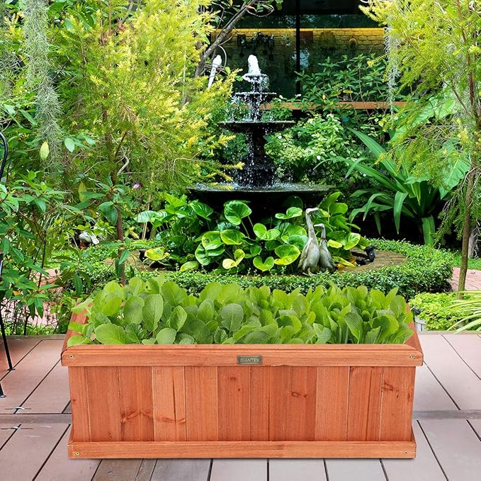 Giantex Raised Garden Bed Flower or Vegetable Planter Window Mounted Plant Box for Garden, Yard Wood Box for Planting (28"x10"x10")