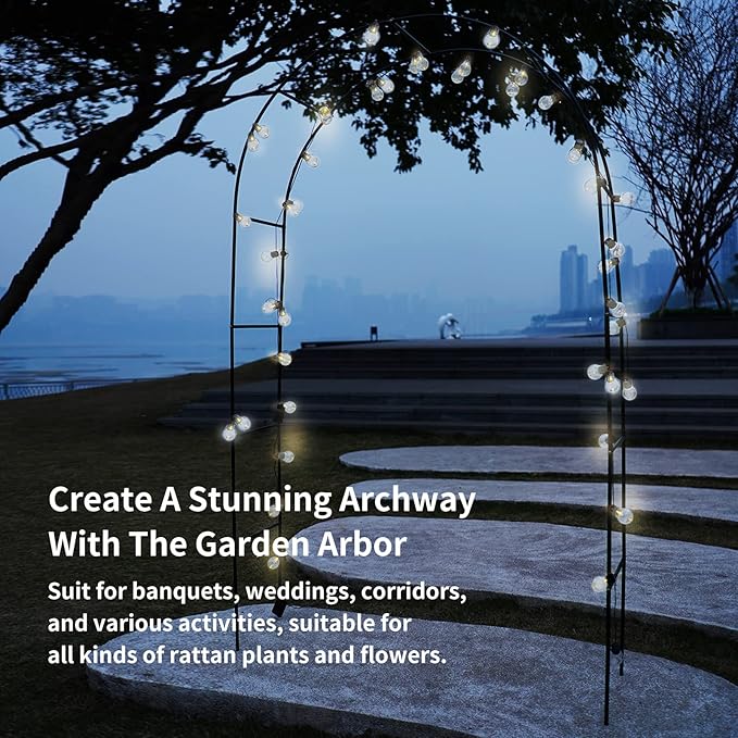 Iron Pergola Arbor Practical, 7.9 Feet High x 4.6 Feet Wide, Assemble Easily for Various Climbing Plant Wedding Garden Arch Bridal Party Decoration Wide Arbor