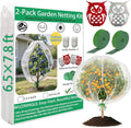 Large Garden Bird Netting with Zipper & Drawstring, 2 Pack 6.5x7.8 ft Plant Protection Cover for Trees/Shrubs, w/4 Reflective Tapes & 2 Securing Straps