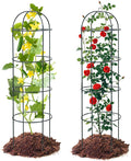 2Pcs Trellis for Climbing Plants Outdoor, 60" Tall Heavy Duty Metal Obelisk Garden Trellis Climbing Plant Support for Tomatos Cucumber Potted Vine Flower Rose Clematis Vegetable Pea Bean Trellises