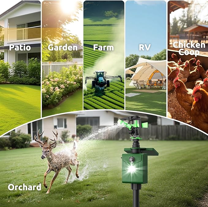 X-PEST Motion Activated Solar Powered Animal Repeller with Water Sprinkler, IP65 Waterproof Outdoor with Flashing Light, Deter Foxes Skunks Dog Raccoons from Garden