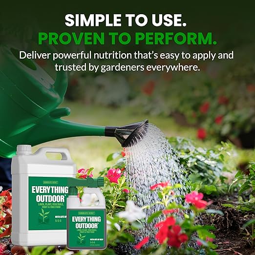 Humboldts Secret Everything Outdoor Plant Food | 5-5-5 Liquid Fertilizer with Norwegian Kelp | All Purpose Lawn, Vegetable & Fruit Food | Garden Nutrients | Refillable Hose End Bottle | 32 Ounce