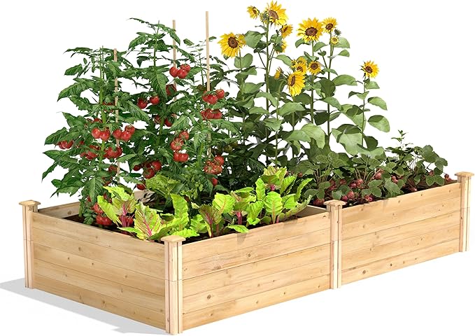 Greenes Fence Classic Cedar Raised Garden Bed, 4' x 8' x 17.5" (1/2" Thick) - Made in USA with North American Cedar