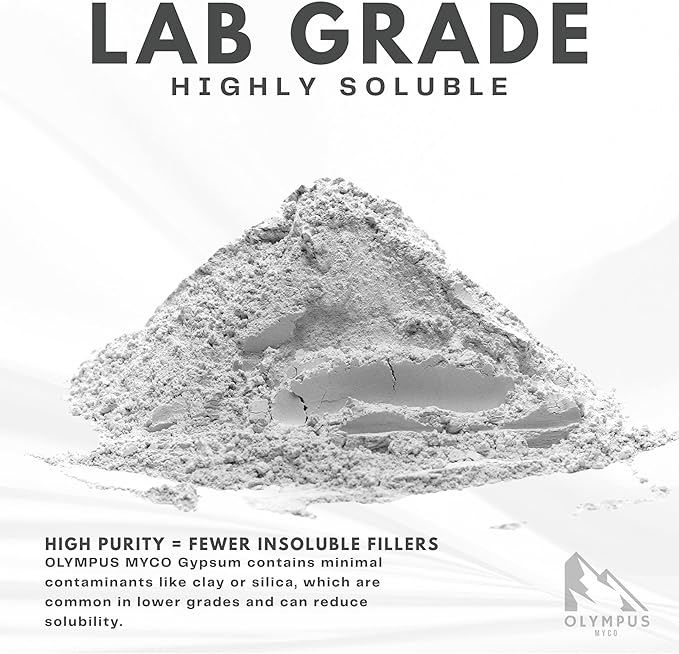 97% Pure Gypsum Powder – High Solubility Calcium Sulfate Dihydrate for Soil, Lawns, Gardens, and Mushroom Substrate – Packaged in HEPA Enclosure – 10 lb