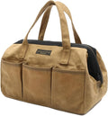 Tool Bag, 13-inch Heavy Duty Wide Mouth Water-Resistant Waxed Canvas Zipper Bag, Tool Tote with Handle for Tools, Wrenches, Screwdrivers (13 X 7.8 X 9 inch) | Khaki