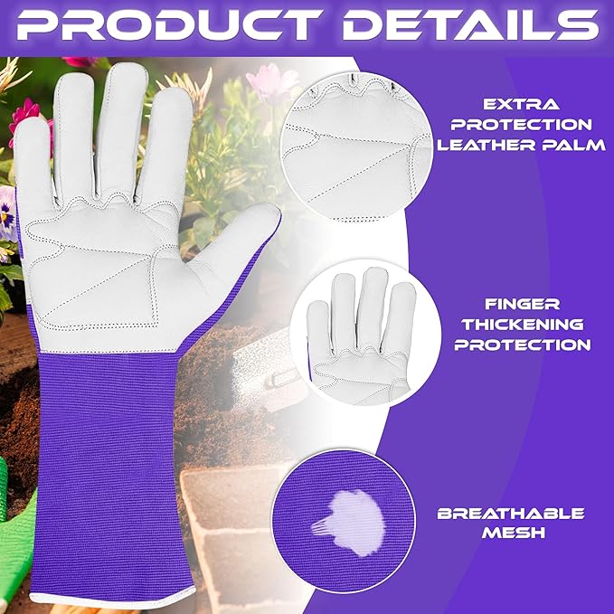 Long Gardening Gloves Leather Ladies Men Women Durable Goatskin Garden Gloves Forearm Thorn Proof Work