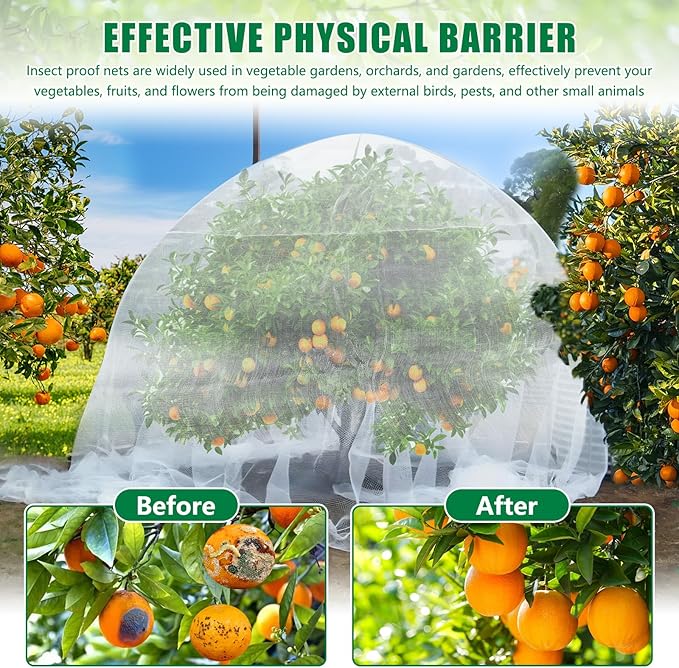 10 X 33 FT Garden Mesh Netting Pest Barrier for Raised Beds, Fruit Tree Netting for Cicadas, Bird Insect Nettings for Gardening, Blueberry Bush Strawberry Nettings Cover for Garden Protection
