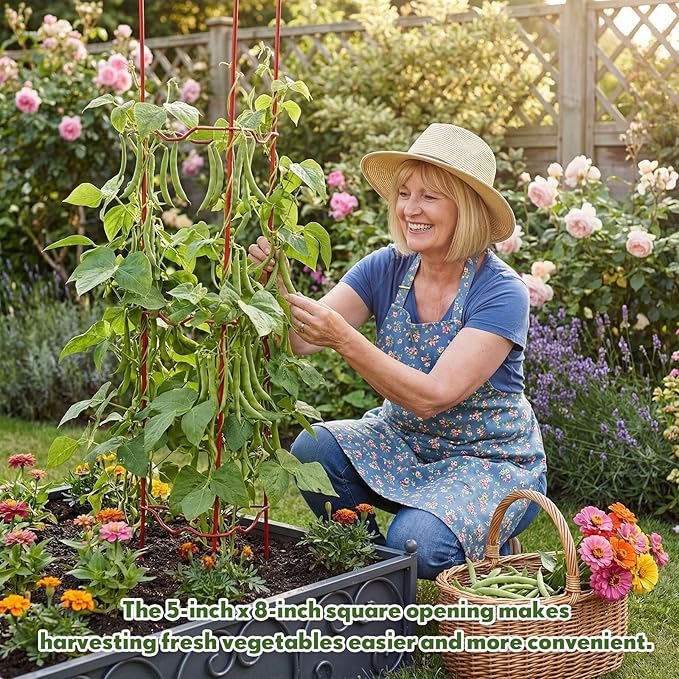 4 Pack Tomato Cage for Garden, 6" W x 6" D x 32" H Pepper and Eggplant Garden Stakes Metal Plant Support Sturdy V-Shape Trellis for Climbing Plants Vegetables Flowers Fruits