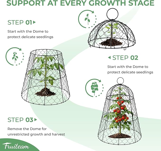 FRUITEAM 12Pcs Wire Plant Covers, 13×15.74in Large Plant Protectors from Animals, Chicken Wire Cloche Plant Cages for Outdoor Plants, Vegetables