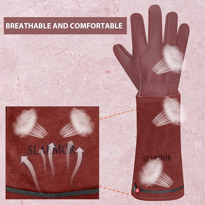 Long Gardening-Gloves Women/Men-Thorn proof Rose Pruning Heavy Duty Gauntlet, Best Garden Gifts for Gardener-L
