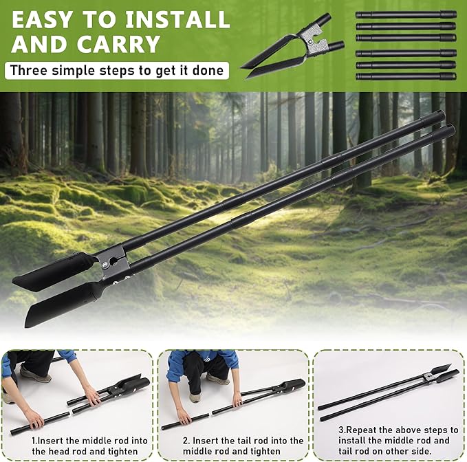 LLARGUEST Post Hole Digger, Fence Post Puller Shovels for Digging Hole Digger for Plants,57 Inch Grey Heavy Duty Metal Digging Tools for Transplant Camping Gardening