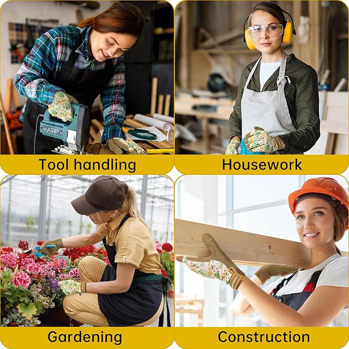 Womens Work Gloves Touch Screen Working Grip Glove for Yardwork Gardening Gloves Khaki